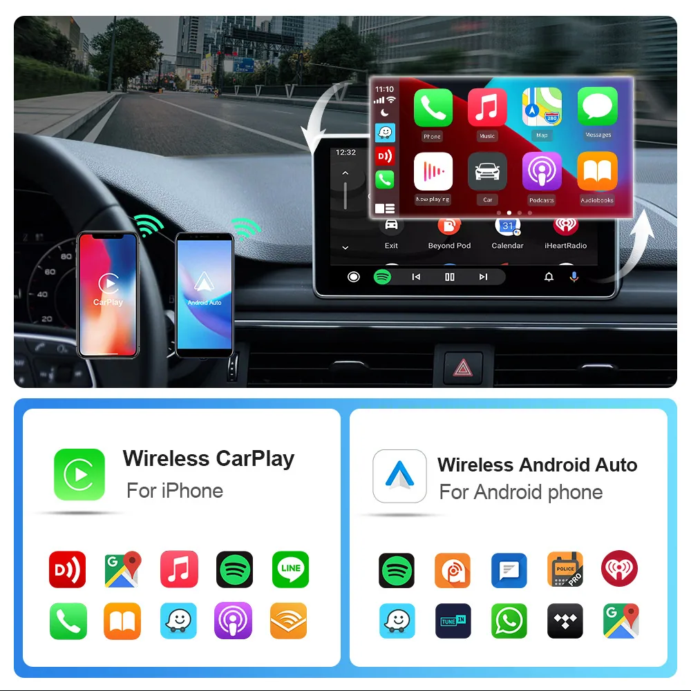 Wireless CarPlay Android auto car AI box USB conversion and Bluetooth WiFi navigation 9