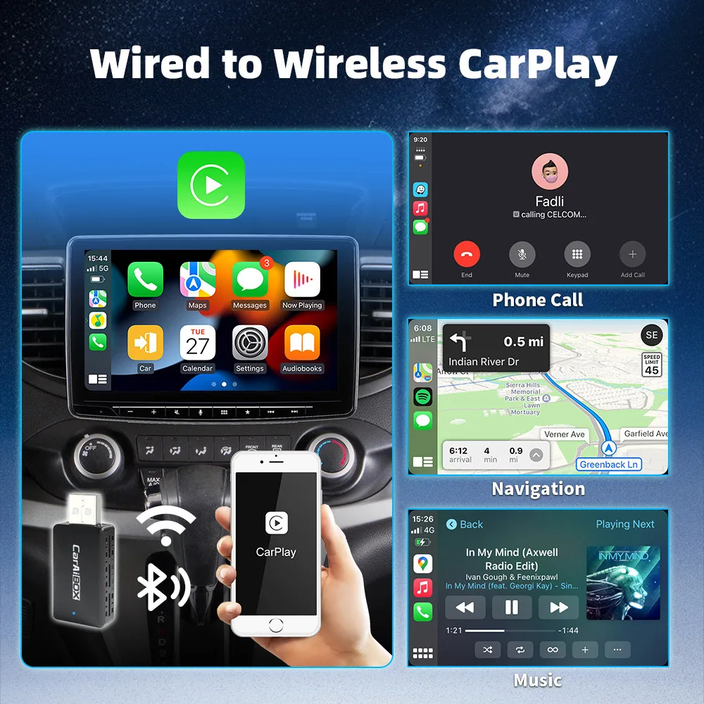 Wireless CarPlay Android auto car AI box USB conversion and Bluetooth WiFi navigation 12
