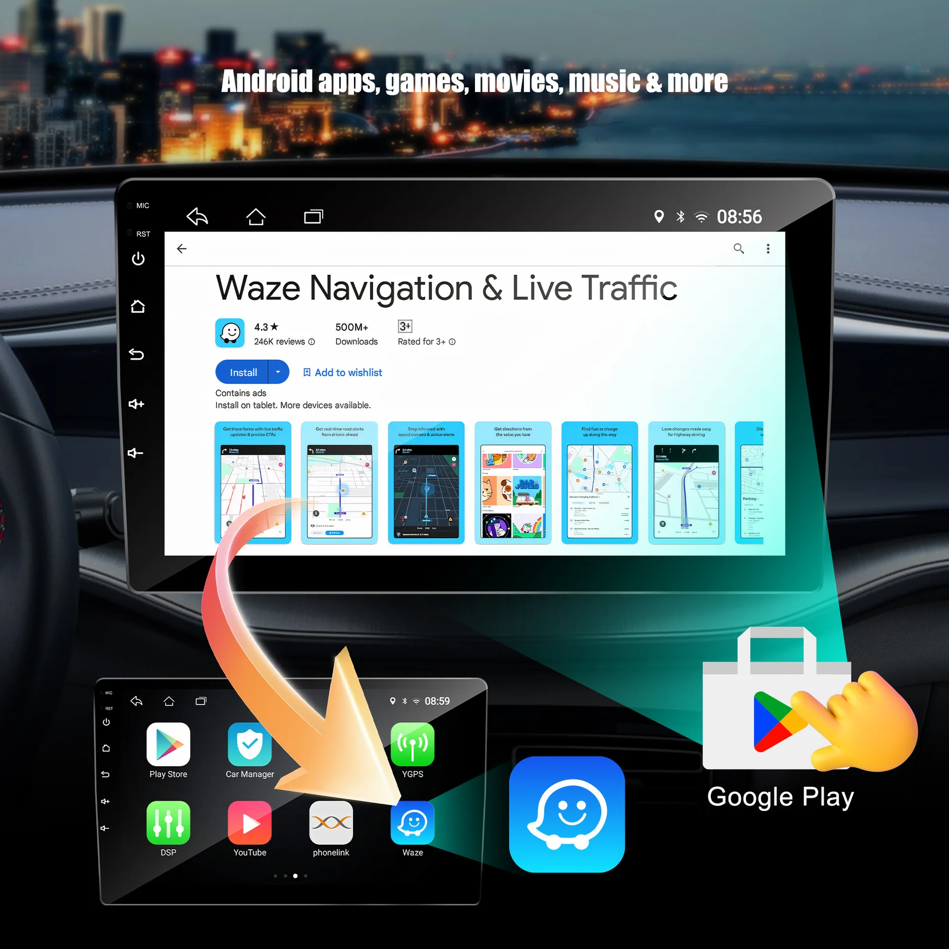 7/9 inch Android universal car GPS navigation all-in-one machine car bluetooth MP4 multimedia player carplay 6