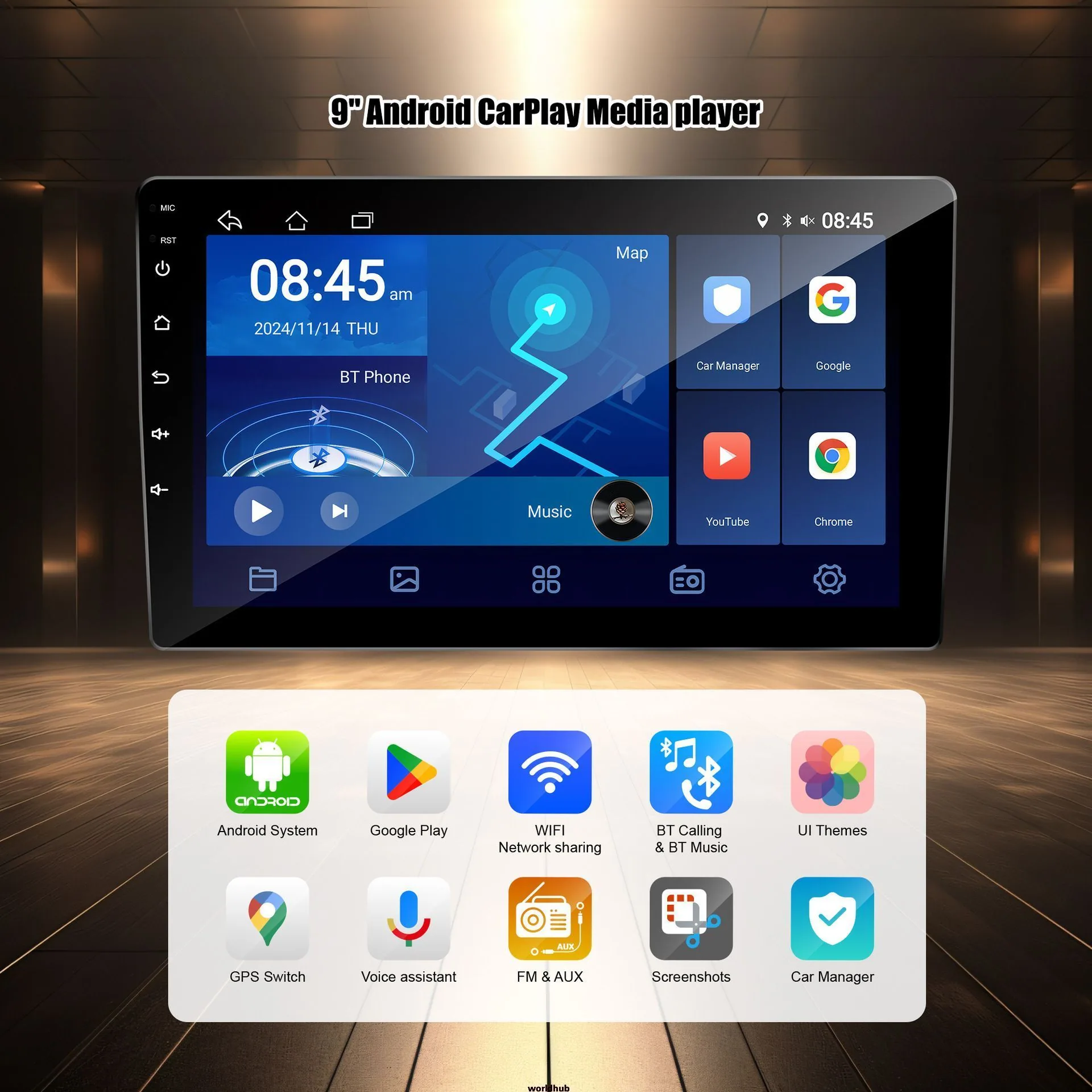 7/9 inch Android universal car GPS navigation all-in-one machine car bluetooth MP4 multimedia player carplay