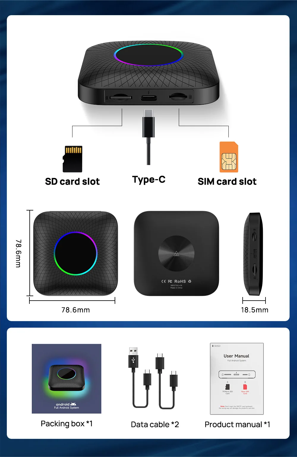 TBOX LED Wireless Carplay Box Ai box 4+64 Qualcomm 6225 10