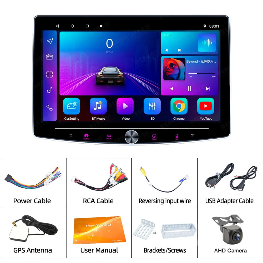 10 นิ้วหมุนรถนำทาง Dash CAM Android เครื่องเล่นมัลติมีเดีย CarPlay โทรศัพท์มือถือเชื่อมต่อถึงกัน 5