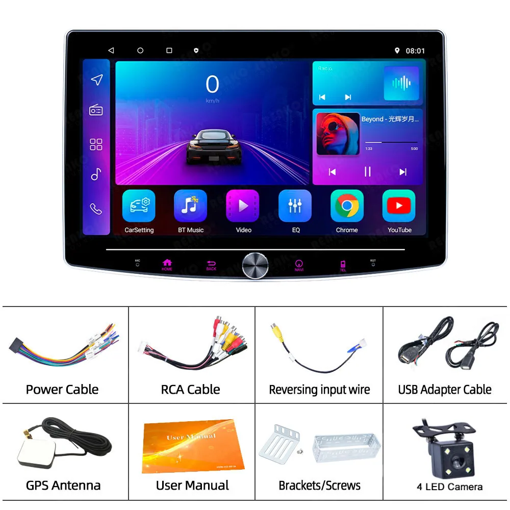 10 นิ้วหมุนรถนำทาง Dash CAM Android เครื่องเล่นมัลติมีเดีย CarPlay โทรศัพท์มือถือเชื่อมต่อถึงกัน 2