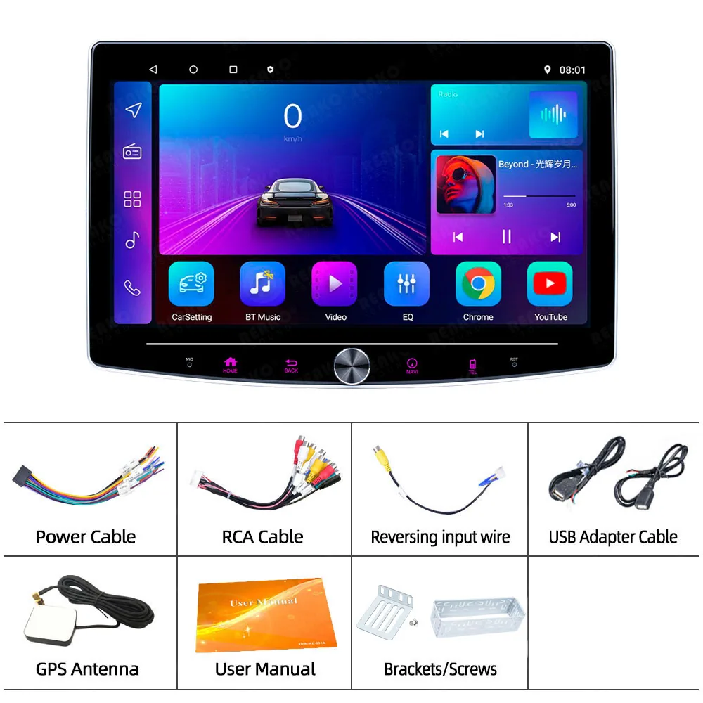 10 inch rotating car navigation dash cam Android multimedia player carplay mobile phone is connected to each other