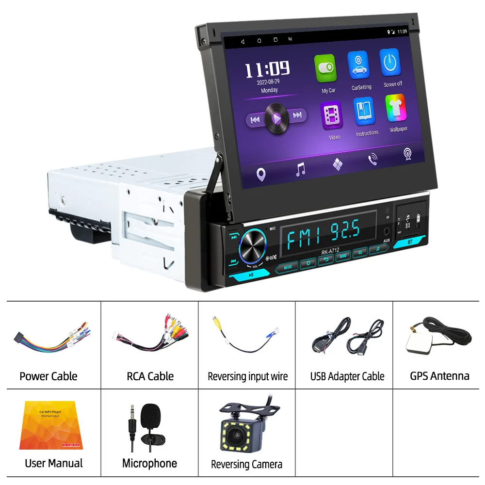 New 7 inch manual telescopic machine single ingot, android navigation universal machine, WiFi bluetooth, carplay, car player 4