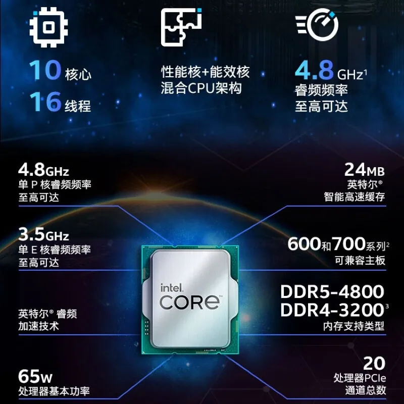 Intel 13th Gen Core i5-13490F Boxed CPU 10 cores and 16 threads computer processor is suitable for 4