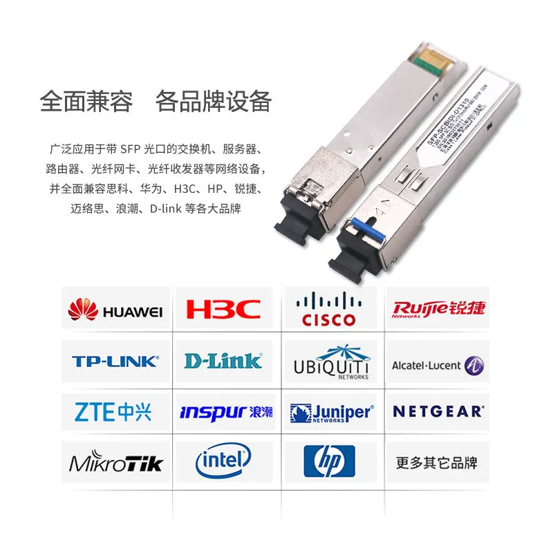 Gigabit Optical Transceiver Wholesale 1.25G Single-Mode SC Fiber Optic Module 20km Compatible with Huawei H3C Ruijie Switch 5