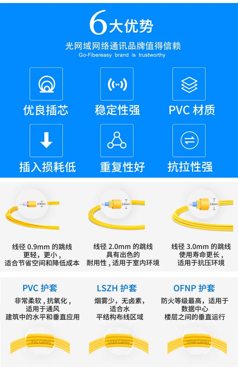 Manufacturer direct supply single-mode dual-core LC-FC fiber optic patch cord Carrier-grade 9/125um armored pigtail patch cord 1 10