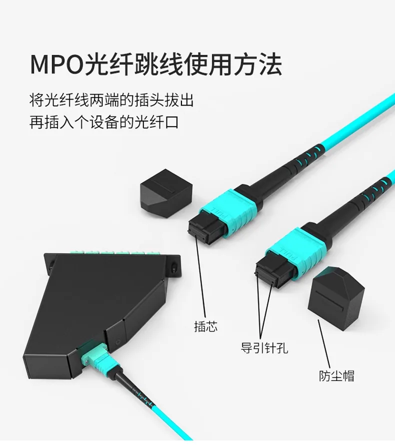 สายแพทช์ไฟเบอร์ออปติก MPO/MTP ถึง MPO มัลติ OM3 3m ไฟเบอร์ออปติก 8 Core 12 Core 24 Core Carrier Grade สายไฟเบอร์ออปติก 11