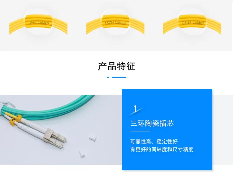 Carrier grade OM 30,000 gigabit multimode dual core fiber optic patch cord duplex LC-LC fiber optic cable 1m3m5m manufacturer wh 11