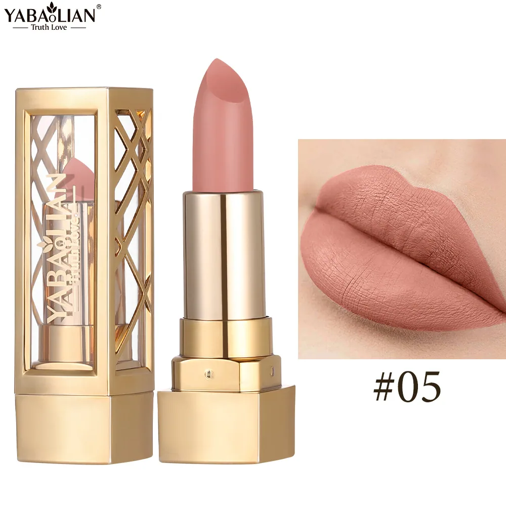 Pearlescent lipstick cross-border makeup Amazon explosive YABAOLIAN lipstick dazzling light velvet pearlescent lipstick 5