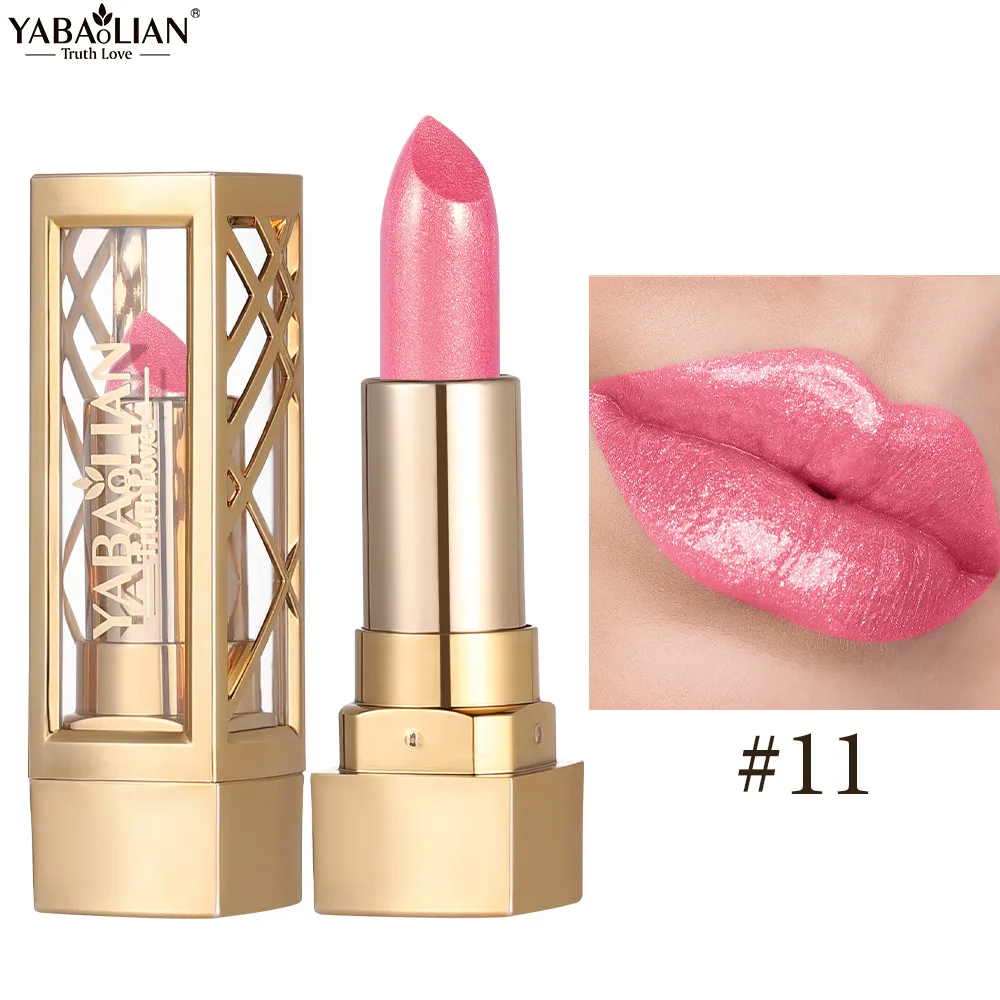 Pearlescent lipstick cross-border makeup Amazon explosive YABAOLIAN lipstick dazzling light velvet pearlescent lipstick 11