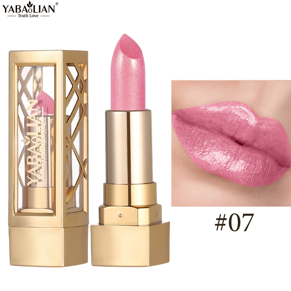 Pearlescent lipstick cross-border makeup Amazon explosive YABAOLIAN lipstick dazzling light velvet pearlescent lipstick 7