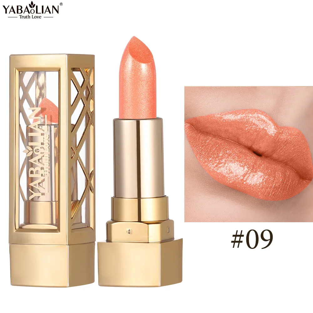 Pearlescent lipstick cross-border makeup Amazon explosive YABAOLIAN lipstick dazzling light velvet pearlescent lipstick 9