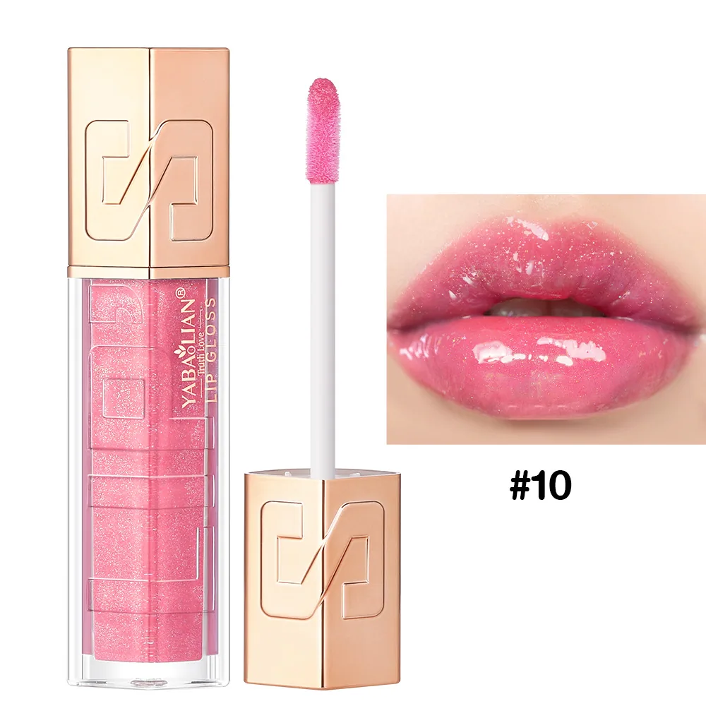 Glitter lip gloss cross-border makeup explosive wholesale YABAOLIAN lip gloss hyaluronic acid water gloss pearlescent sequin lip 10