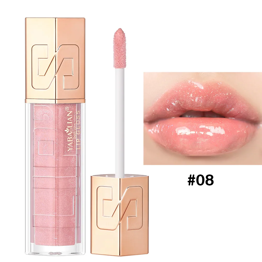 Glitter lip gloss cross-border makeup explosive wholesale YABAOLIAN lip gloss hyaluronic acid water gloss pearlescent sequin lip 8