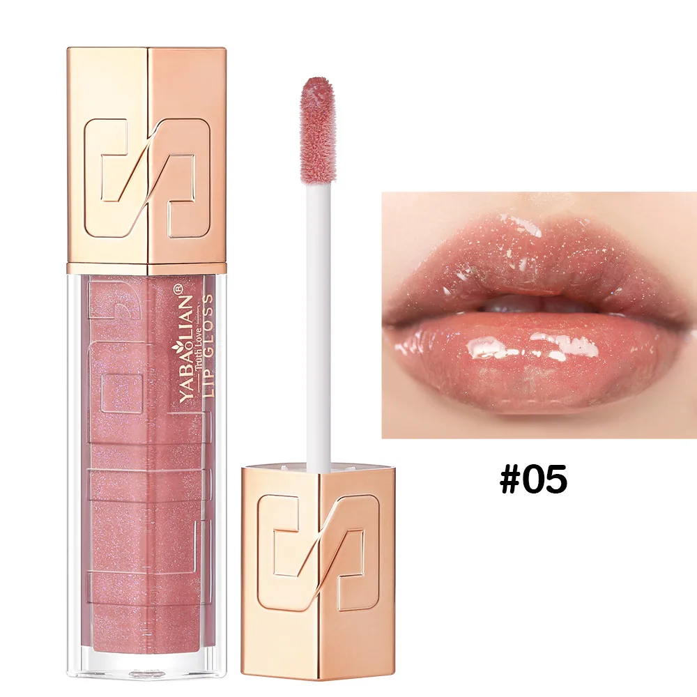 Glitter lip gloss cross-border makeup explosive wholesale YABAOLIAN lip gloss hyaluronic acid water gloss pearlescent sequin lip 5