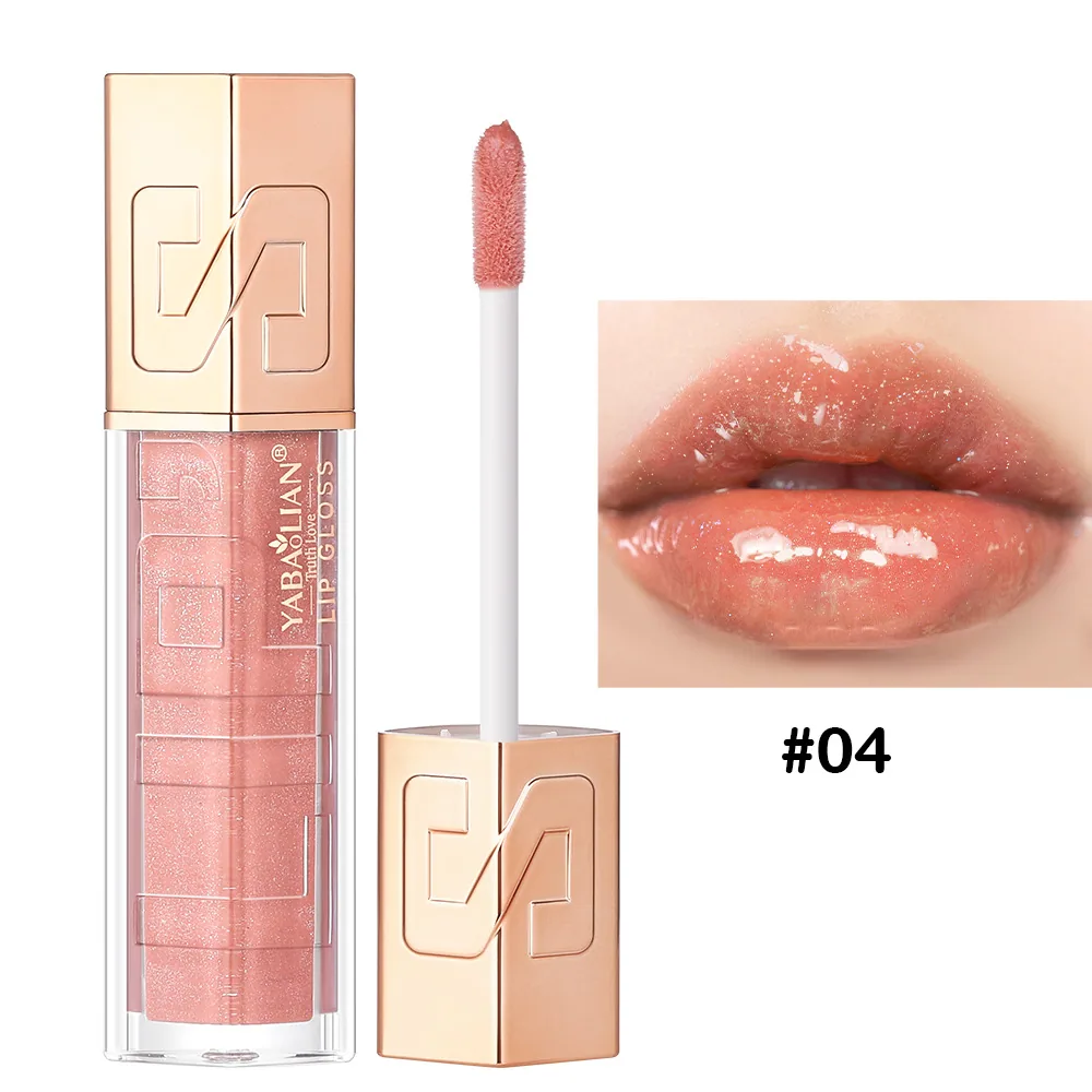 Glitter lip gloss cross-border makeup explosive wholesale YABAOLIAN lip gloss hyaluronic acid water gloss pearlescent sequin lip 4