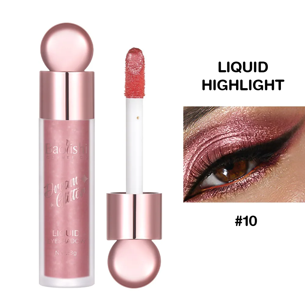 Liquid eyeshadow cross-border makeup wholesale BAOLISHI shiny crystal fine glitter glitter brightening monochrome eyeshadow liqu - Eye Shadow 10