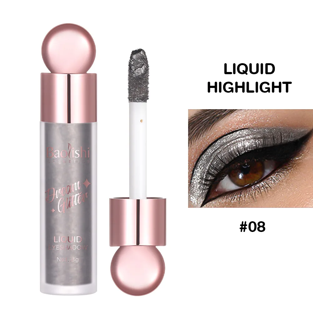 Liquid eyeshadow cross-border makeup wholesale BAOLISHI shiny crystal fine glitter glitter brightening monochrome eyeshadow liqu - Eye Shadow 8