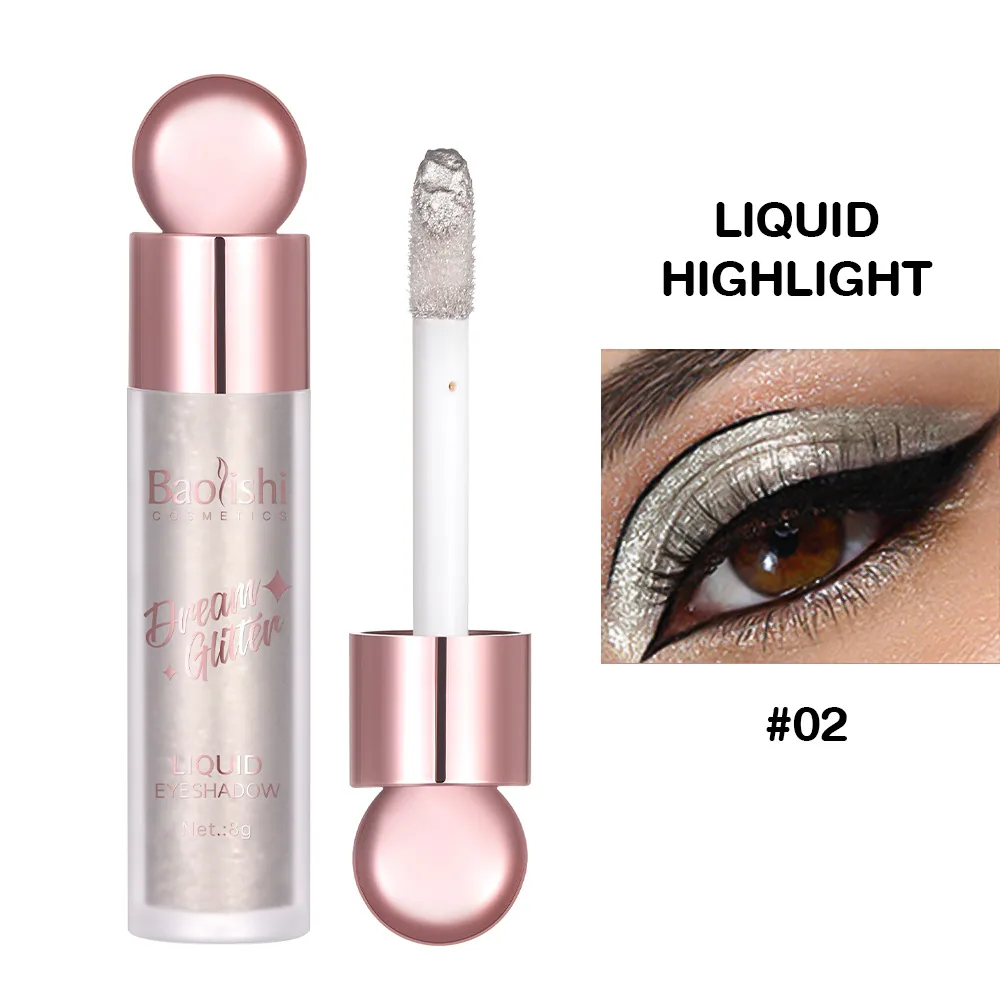 Liquid eyeshadow cross-border makeup wholesale BAOLISHI shiny crystal fine glitter glitter brightening monochrome eyeshadow liqu - Eye Shadow 2
