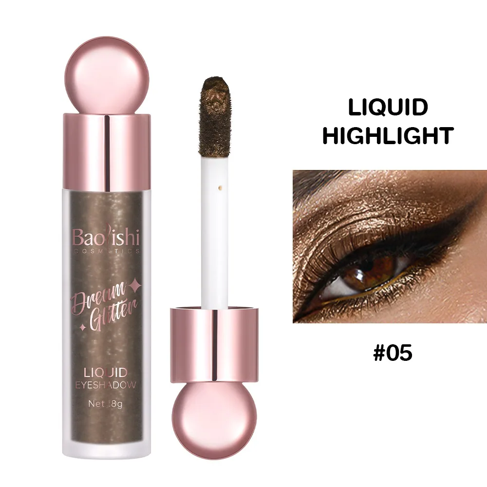 Liquid eyeshadow cross-border makeup wholesale BAOLISHI shiny crystal fine glitter glitter brightening monochrome eyeshadow liqu - Eye Shadow 5