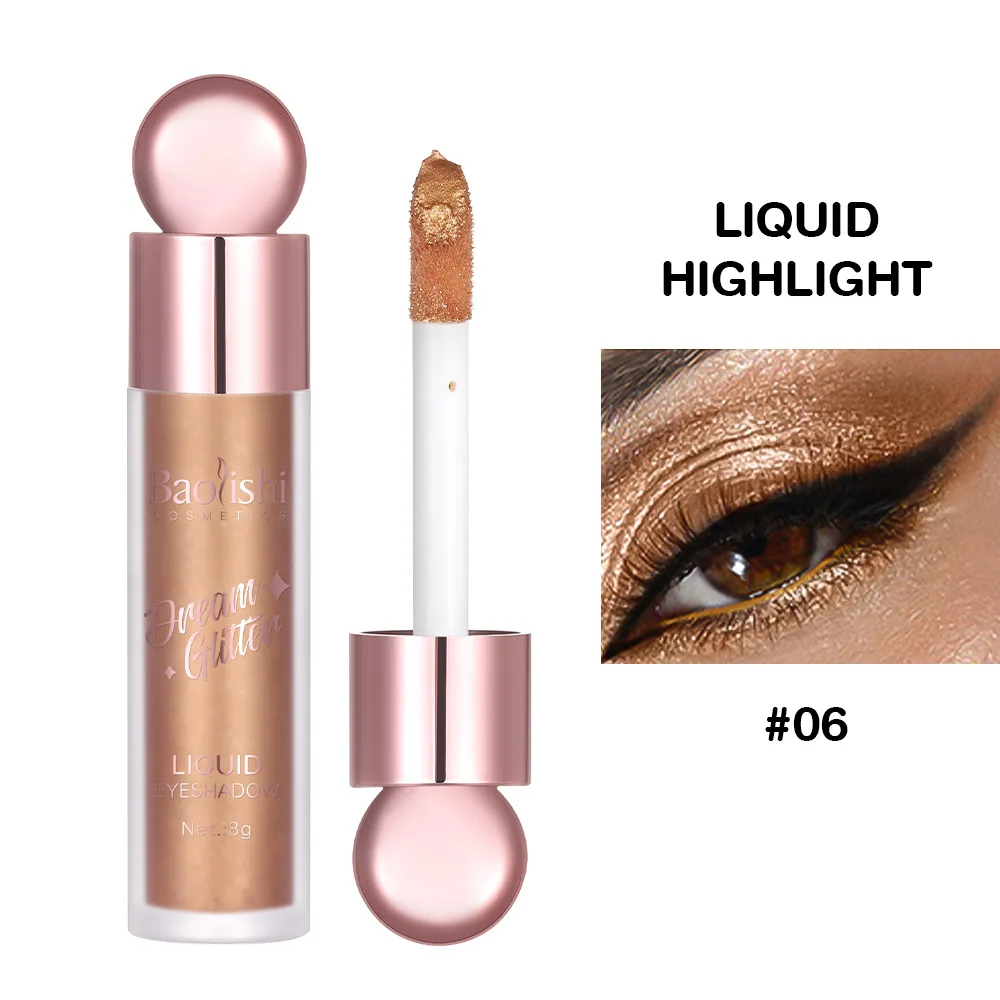 Liquid eyeshadow cross-border makeup wholesale BAOLISHI shiny crystal fine glitter glitter brightening monochrome eyeshadow liqu - Eye Shadow 6