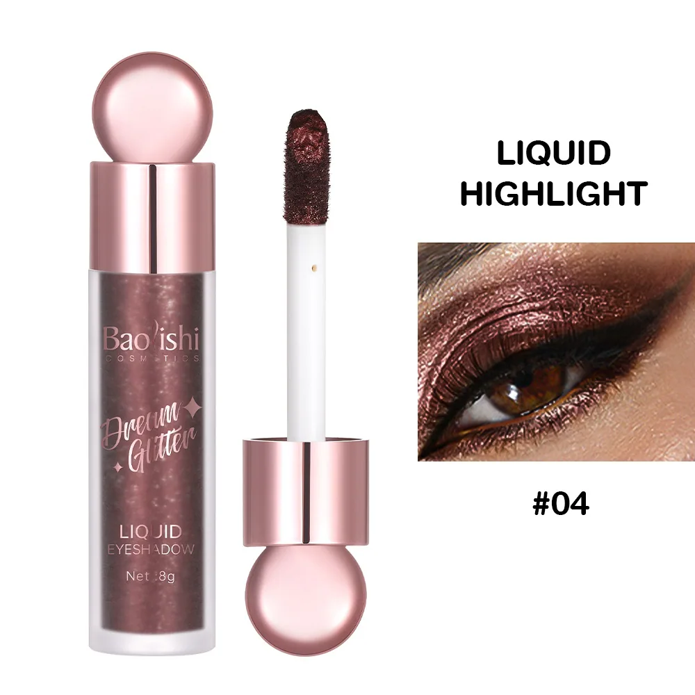 Liquid eyeshadow cross-border makeup wholesale BAOLISHI shiny crystal fine glitter glitter brightening monochrome eyeshadow liqu - Eye Shadow 4