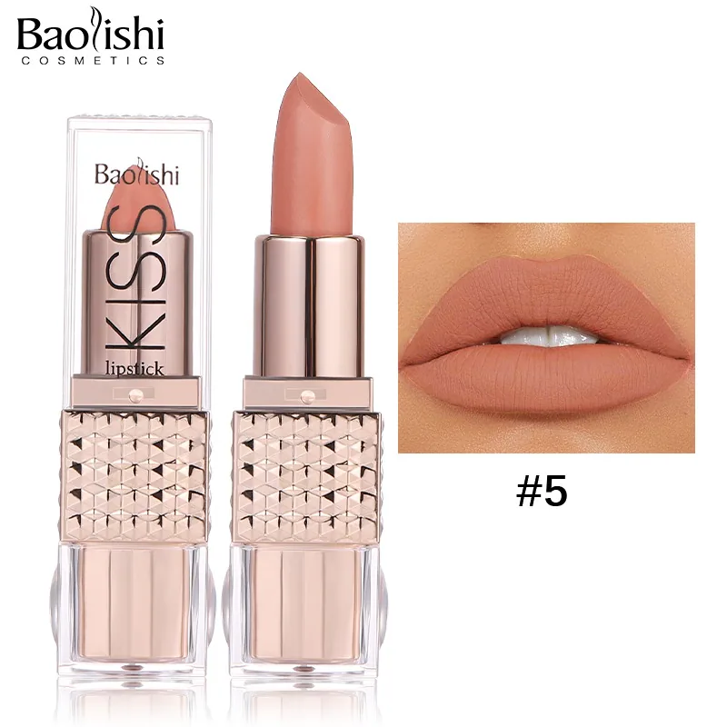 Pearlescent lipstick cross-border makeup Amazon hit BAOLISHI matte lipstick non-stick cup moisturizing matte lipstick 5