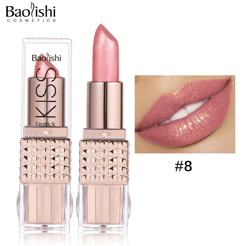 Pearlescent lipstick cross-border makeup Amazon hit BAOLISHI matte lipstick non-stick cup moisturizing matte lipstick 8