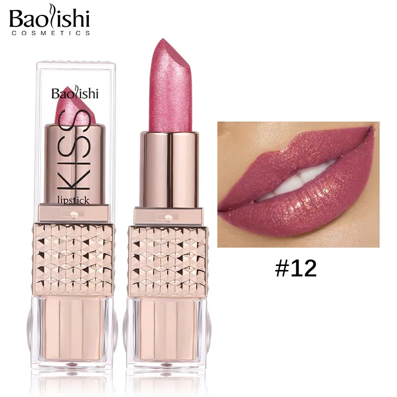 Pearlescent lipstick cross-border makeup Amazon hit BAOLISHI matte lipstick non-stick cup moisturizing matte lipstick 12