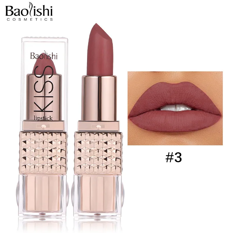 Pearlescent lipstick cross-border makeup Amazon hit BAOLISHI matte lipstick non-stick cup moisturizing matte lipstick 3