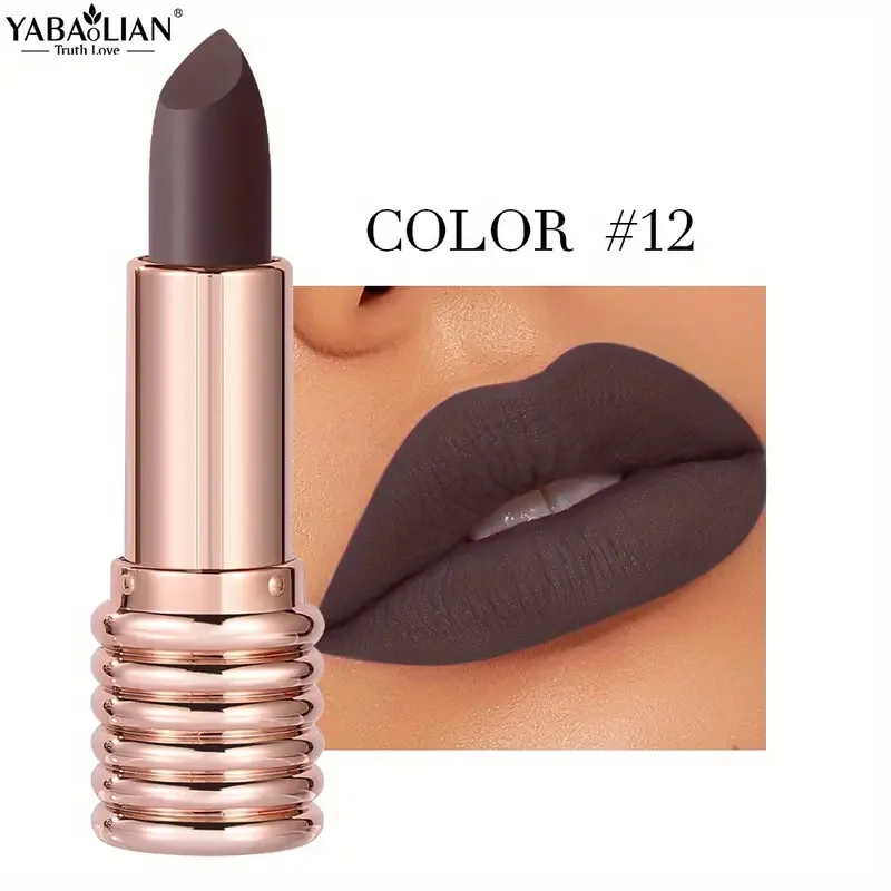 Matte lipstick, AliExpress explosive yabaolian long-lasting color retention, waterproof lipstick, matte velvet lip gloss, lipsti 12