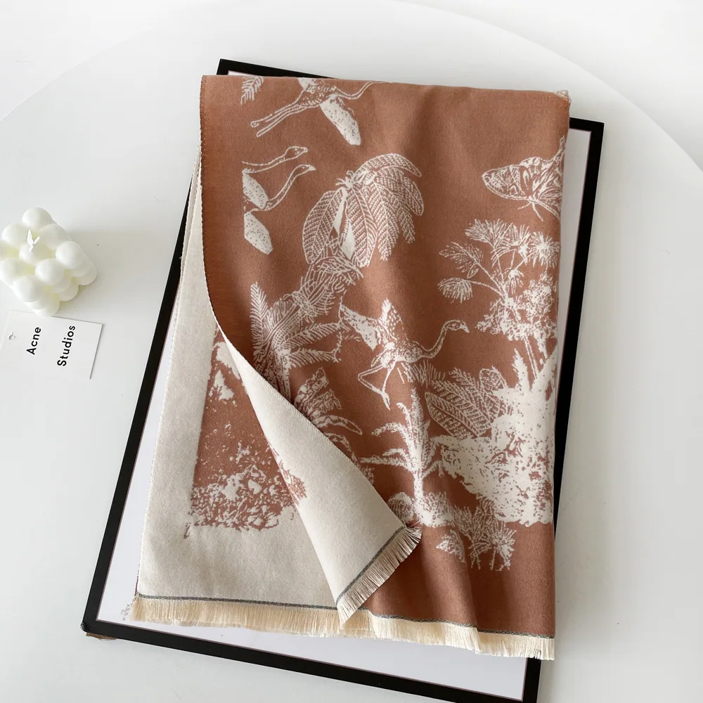 Jacquard landscape painting imitation cashmere scarf women's office air-conditioned room thickened and warm long trend cross-bor 10