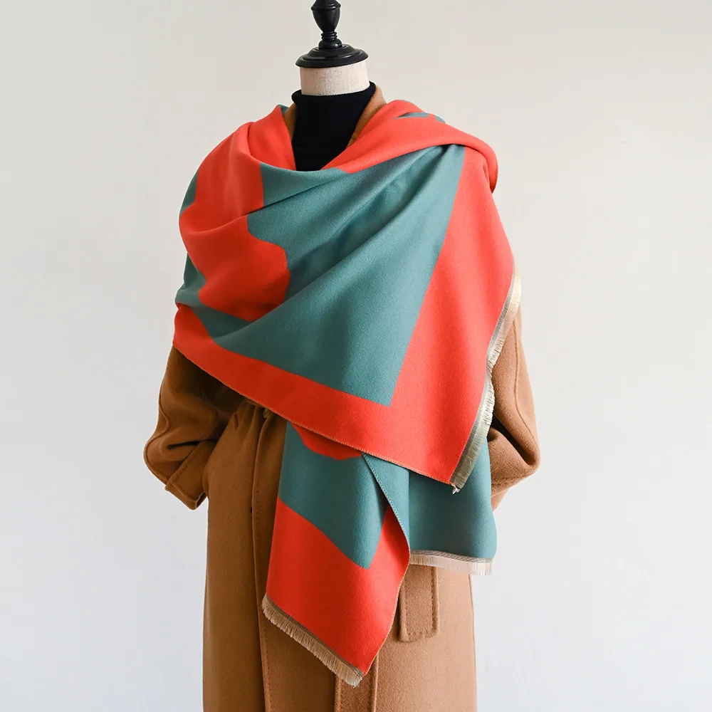 Jacquard landscape painting imitation cashmere scarf women's office air-conditioned room thickened and warm long trend cross-bor 24