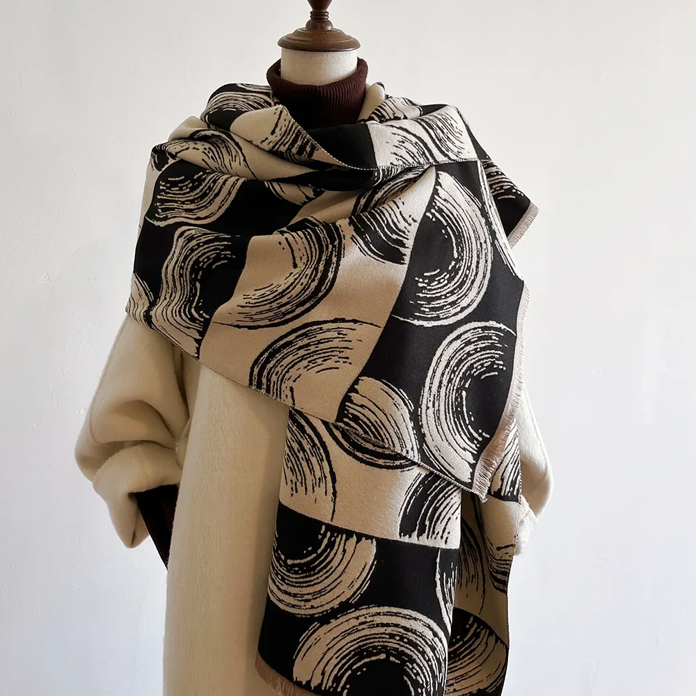 Jacquard landscape painting imitation cashmere scarf women's office air-conditioned room thickened and warm long trend cross-bor 15