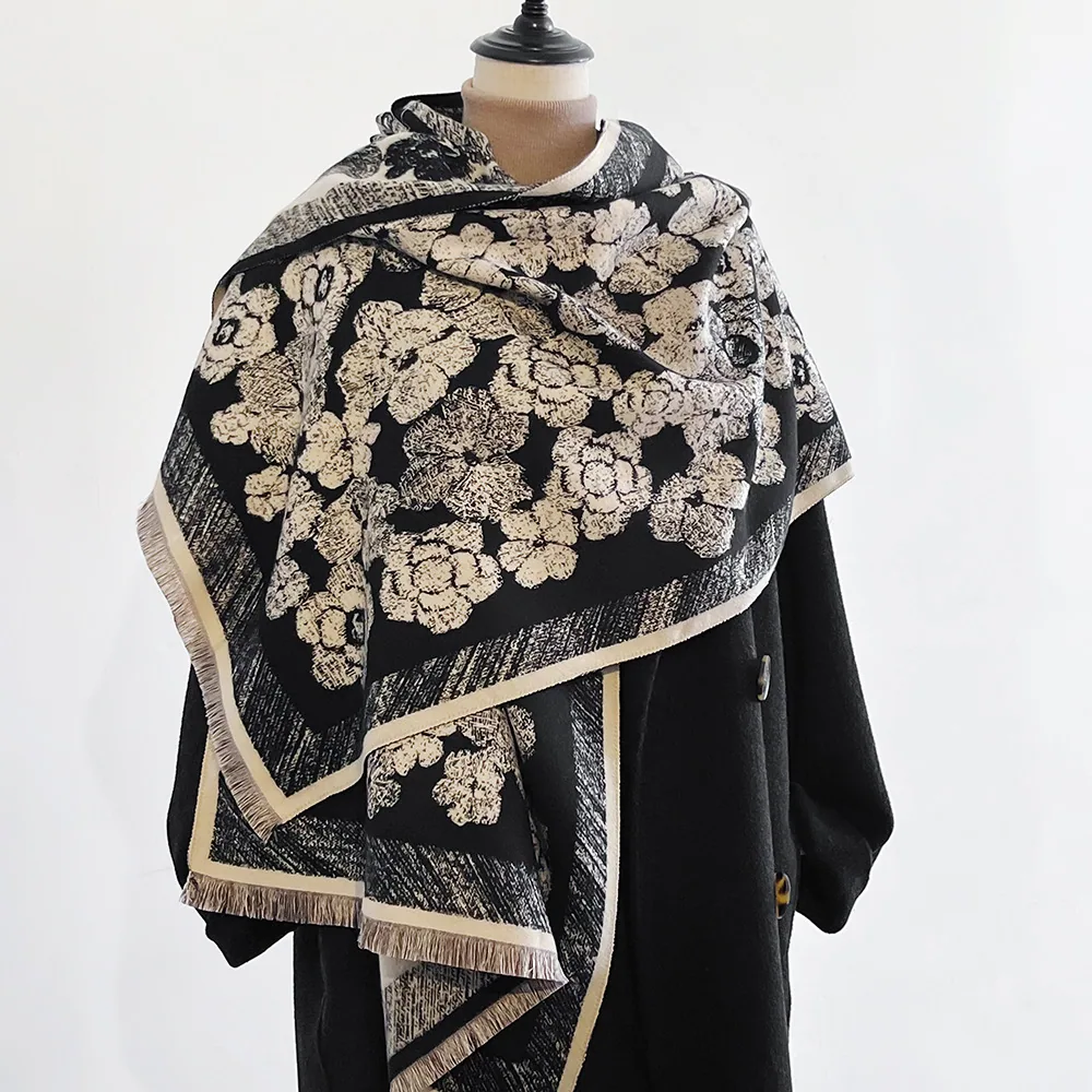 Jacquard landscape painting imitation cashmere scarf women's office air-conditioned room thickened and warm long trend cross-bor 7