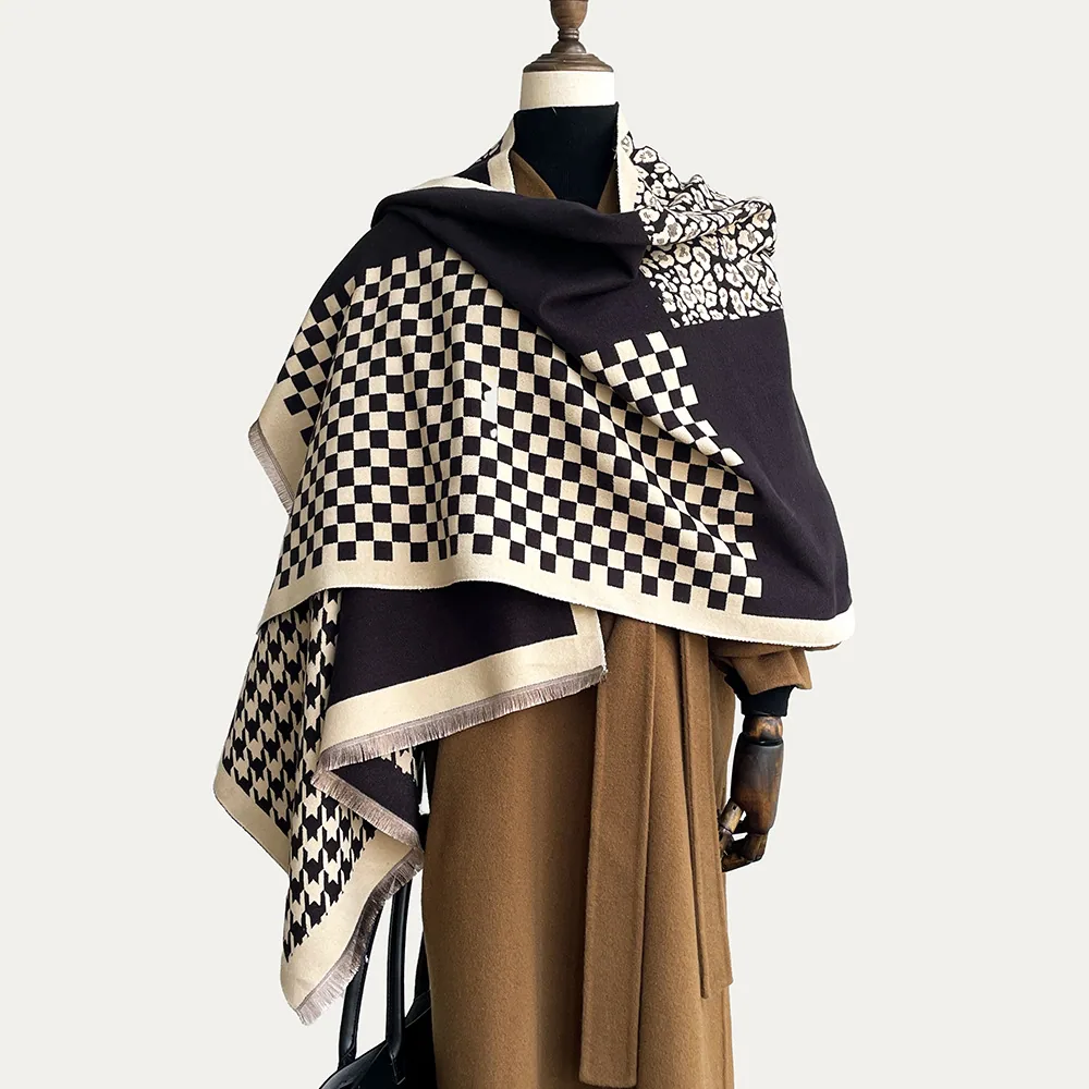 Jacquard landscape painting imitation cashmere scarf women's office air-conditioned room thickened and warm long trend cross-bor 25