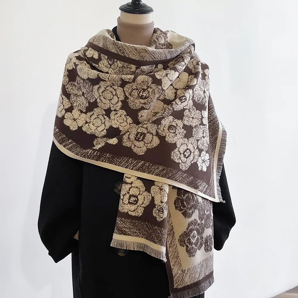 Jacquard landscape painting imitation cashmere scarf women's office air-conditioned room thickened and warm long trend cross-bor 8
