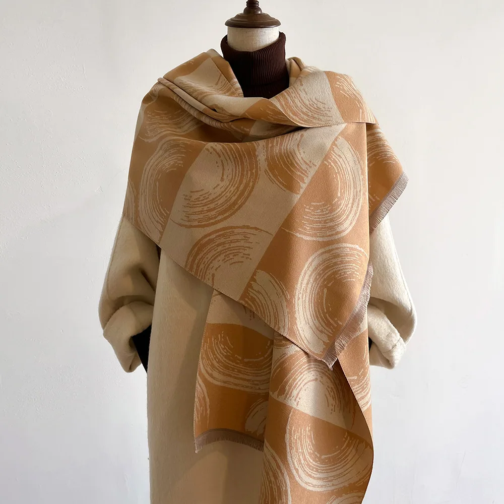 Jacquard landscape painting imitation cashmere scarf women's office air-conditioned room thickened and warm long trend cross-bor 16