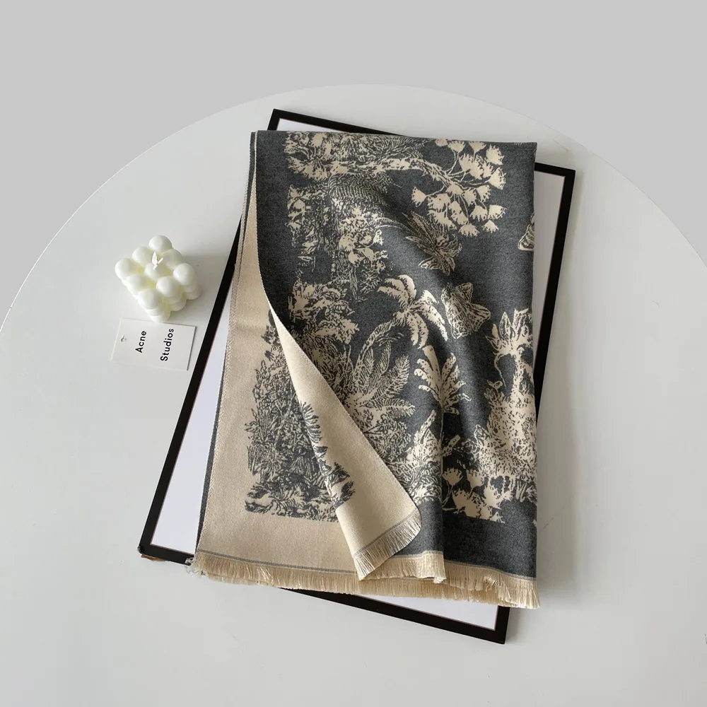Jacquard landscape painting imitation cashmere scarf women's office air-conditioned room thickened and warm long trend cross-bor 11