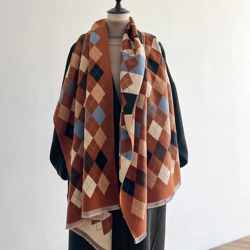 Jacquard landscape painting imitation cashmere scarf women's office air-conditioned room thickened and warm long trend cross-bor 21