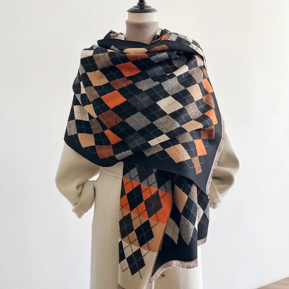 Jacquard landscape painting imitation cashmere scarf women's office air-conditioned room thickened and warm long trend cross-bor 20
