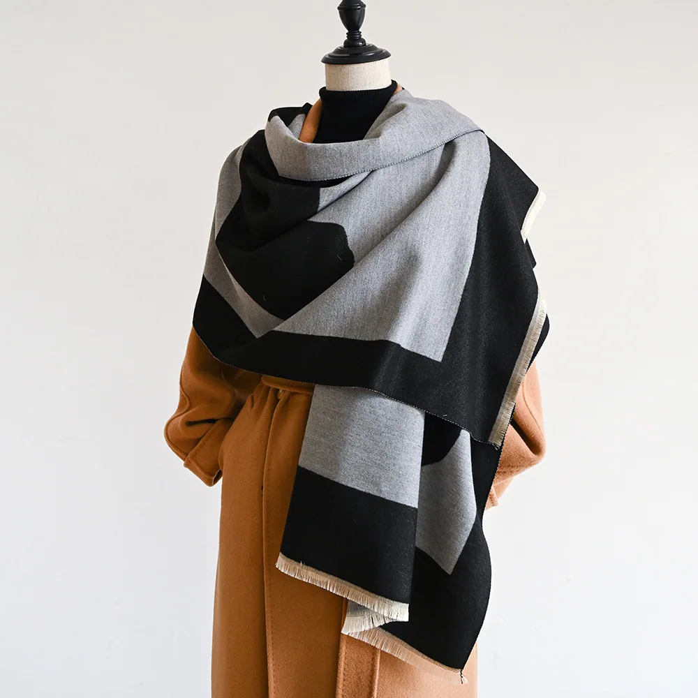 Jacquard landscape painting imitation cashmere scarf women's office air-conditioned room thickened and warm long trend cross-bor 23