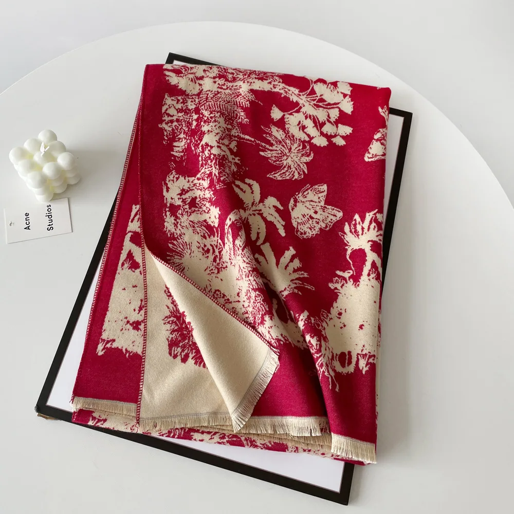 Jacquard landscape painting imitation cashmere scarf women's office air-conditioned room thickened and warm long trend cross-bor 12