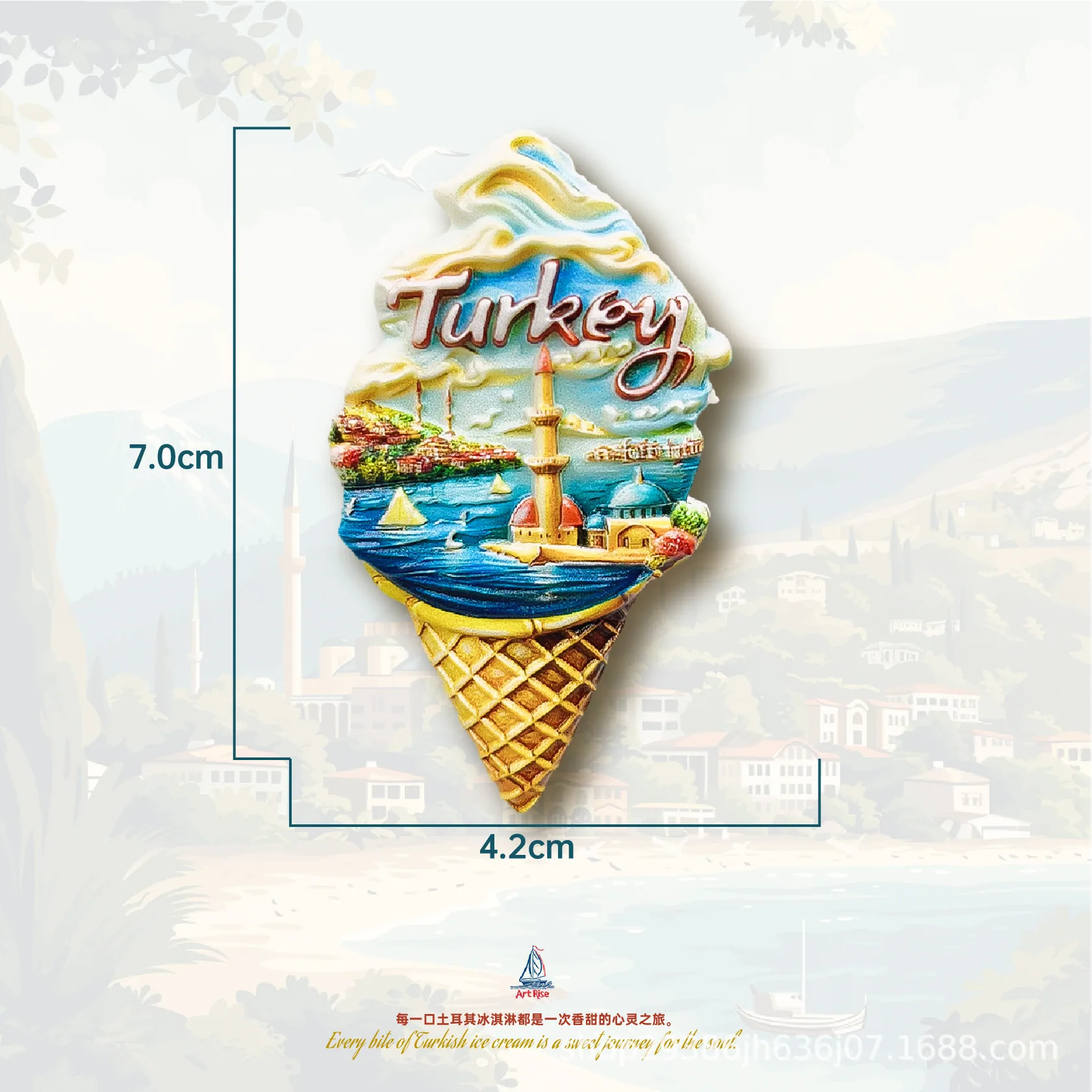 Fridge magnets, summer Turkish ice cream, high-value souvenirs, souvenirs, gifts, room decoration, three-dimensional travel 3