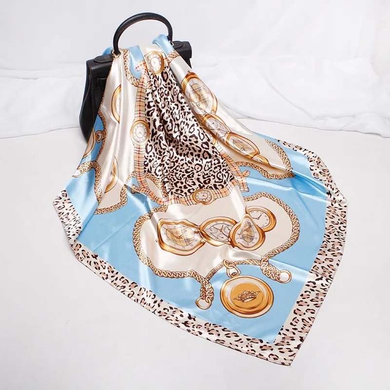 22 spring new silk scarf women's faux silk large square scarf 90cm gift scarf wholesale printed color ding scarf 28