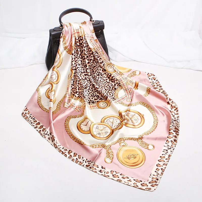 22 spring new silk scarf women's faux silk large square scarf 90cm gift scarf wholesale printed color ding scarf 29