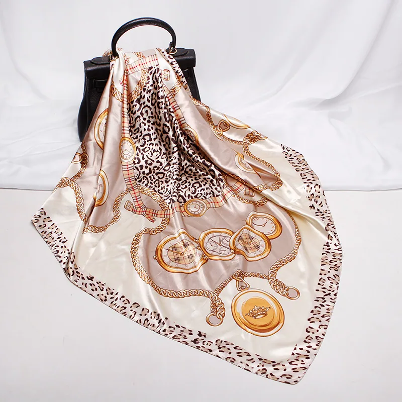 22 spring new silk scarf women's faux silk large square scarf 90cm gift scarf wholesale printed color ding scarf 31