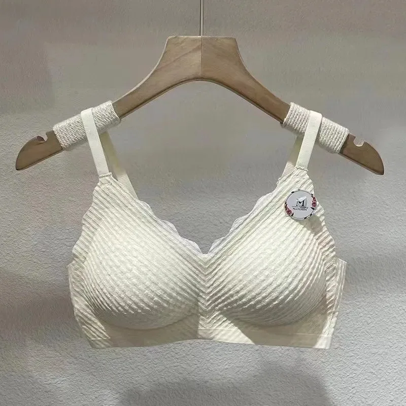Seamless back lace bra underwear women's small breasts gather anti-sagging skin-friendly and comfortable thin non-wired bra 4